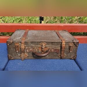 Samson (Samsonite) Shwayder 1950's Vintage Brown Leather Steamer Trunk Luggage